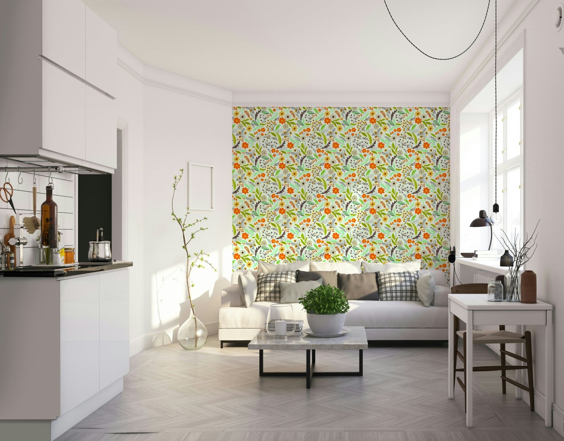 Modern Meadow Bloom Wallpaper with bold florals

