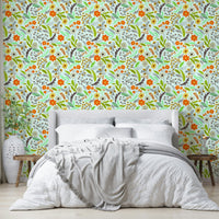 Colorful floral wallpaper in a modern meadow style


