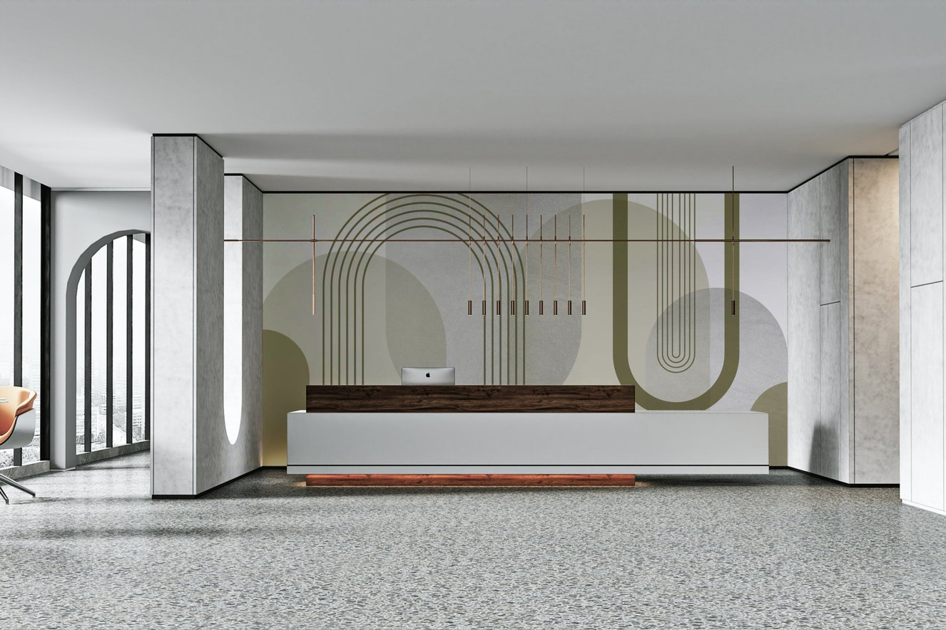 Modern Mid-Century Abstraction wall mural on wall

