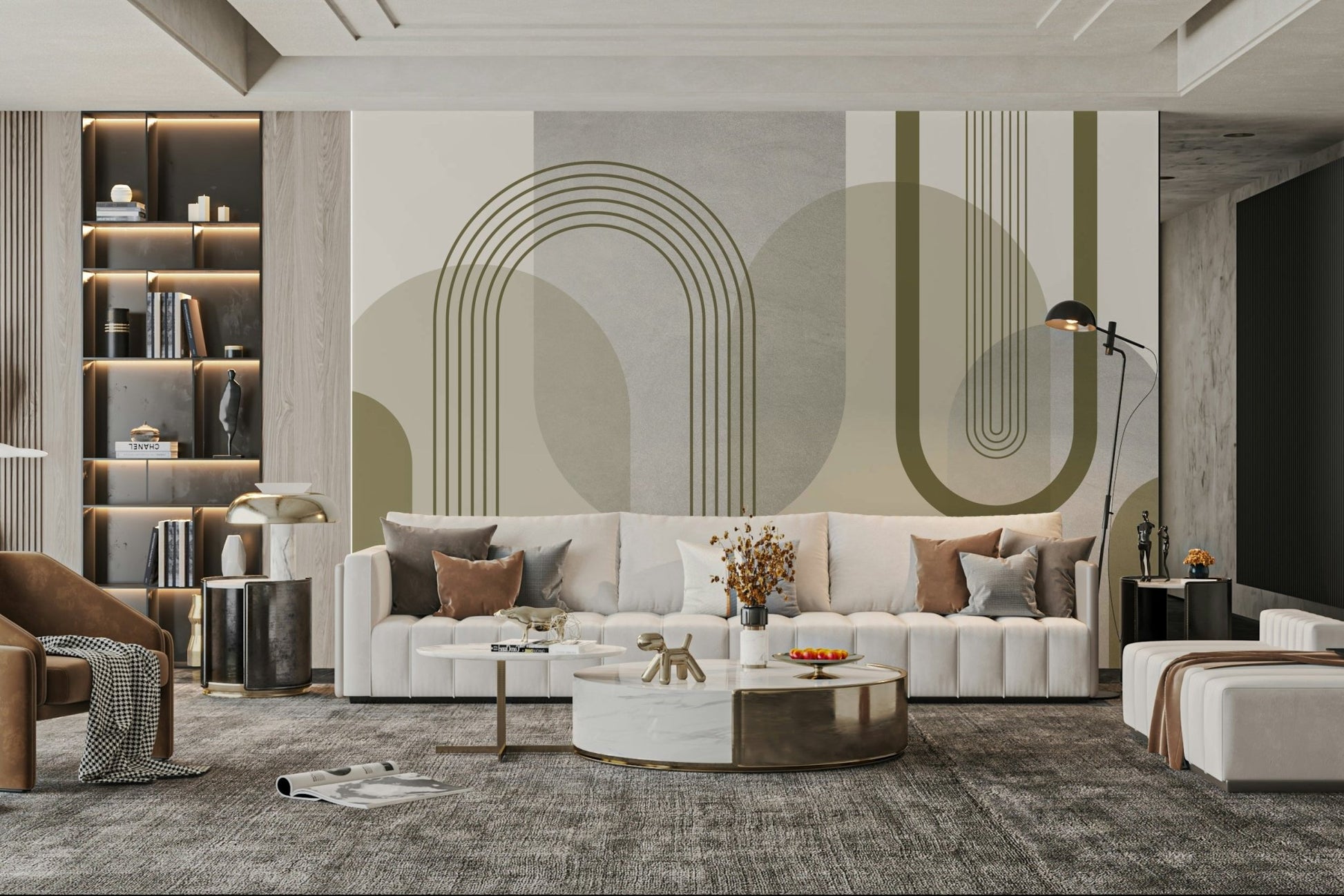 Clean lines mid-century inspired wall mural

