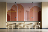 Mid-century inspired archway mural for modern spaces

