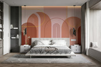 Archways wall mural with modern mid-century appeal

