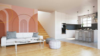 Modern mid-century archways mural for stylish interiors

