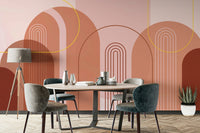 Minimalist modern archway mural for a mid-century vibe

