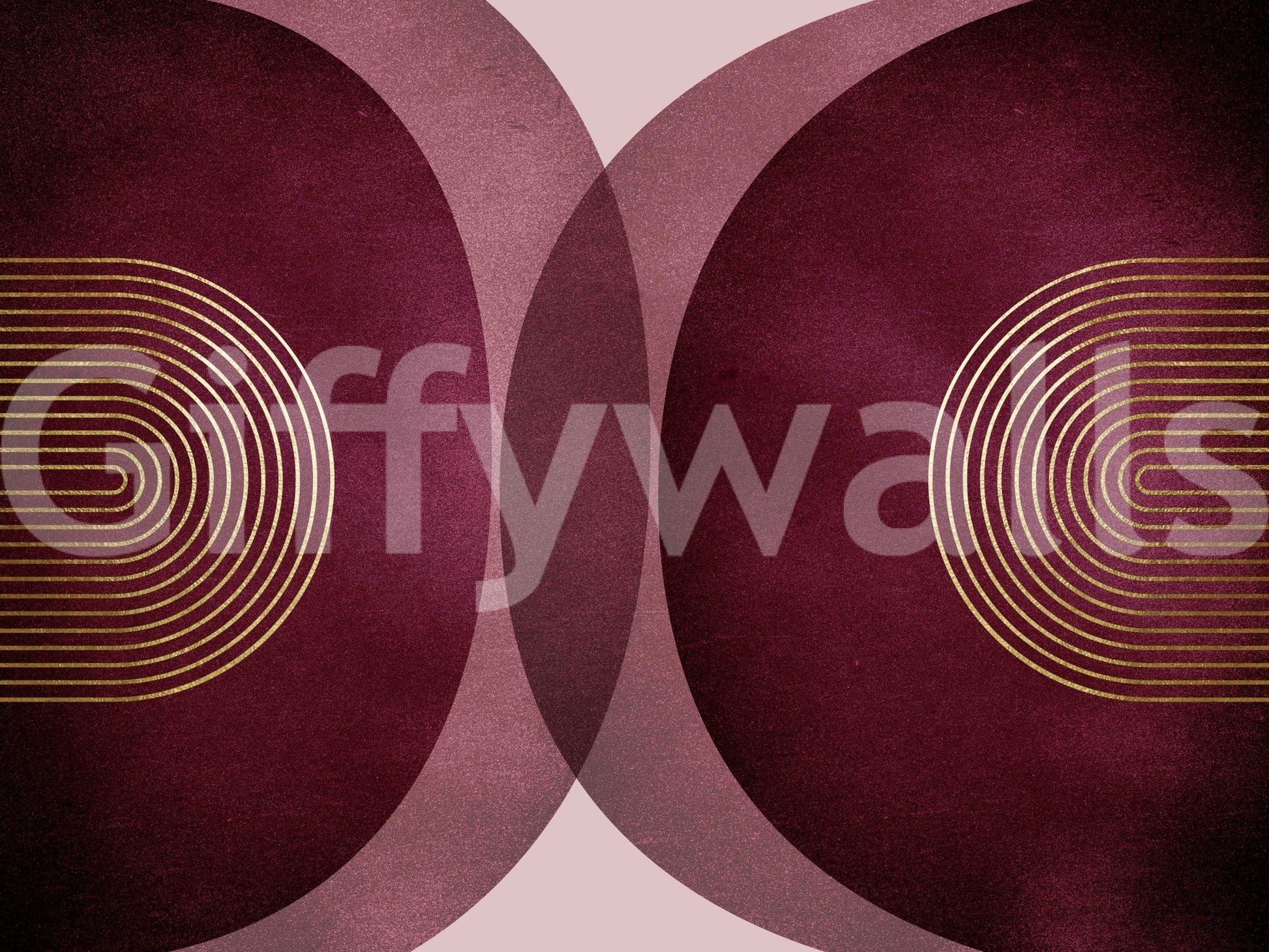 Stylish mid-century burgundy and gold wall art

