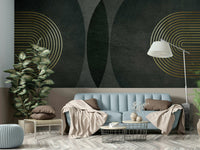 Contemporary charcoal gold wall mural design

