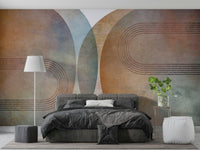 Mid century curved wall mural art


