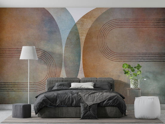Mid century curved wall mural art GD375

