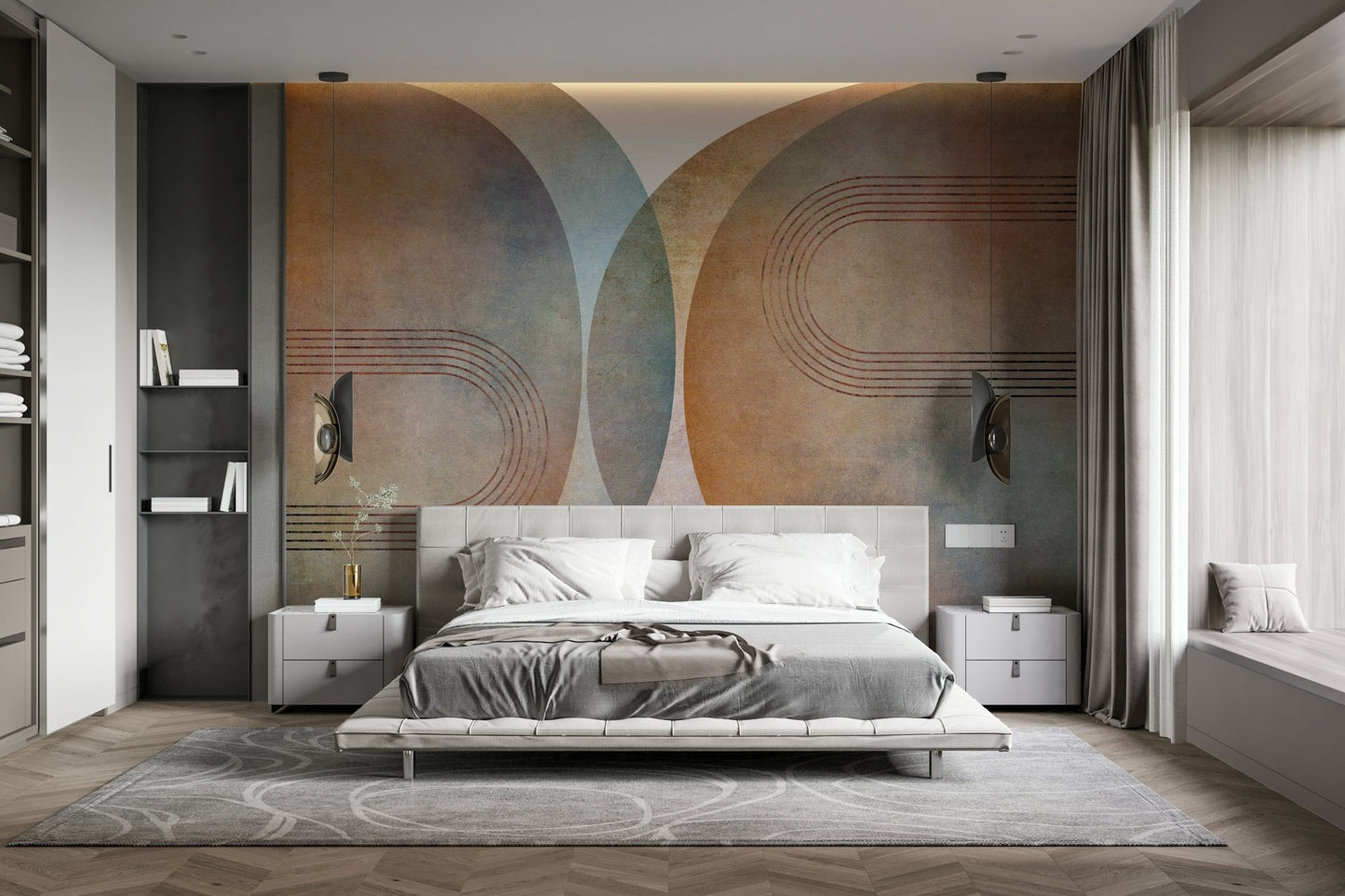 Modern Mid Century Curves Wall Mural