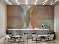 Curved mid-century style wallpaper

