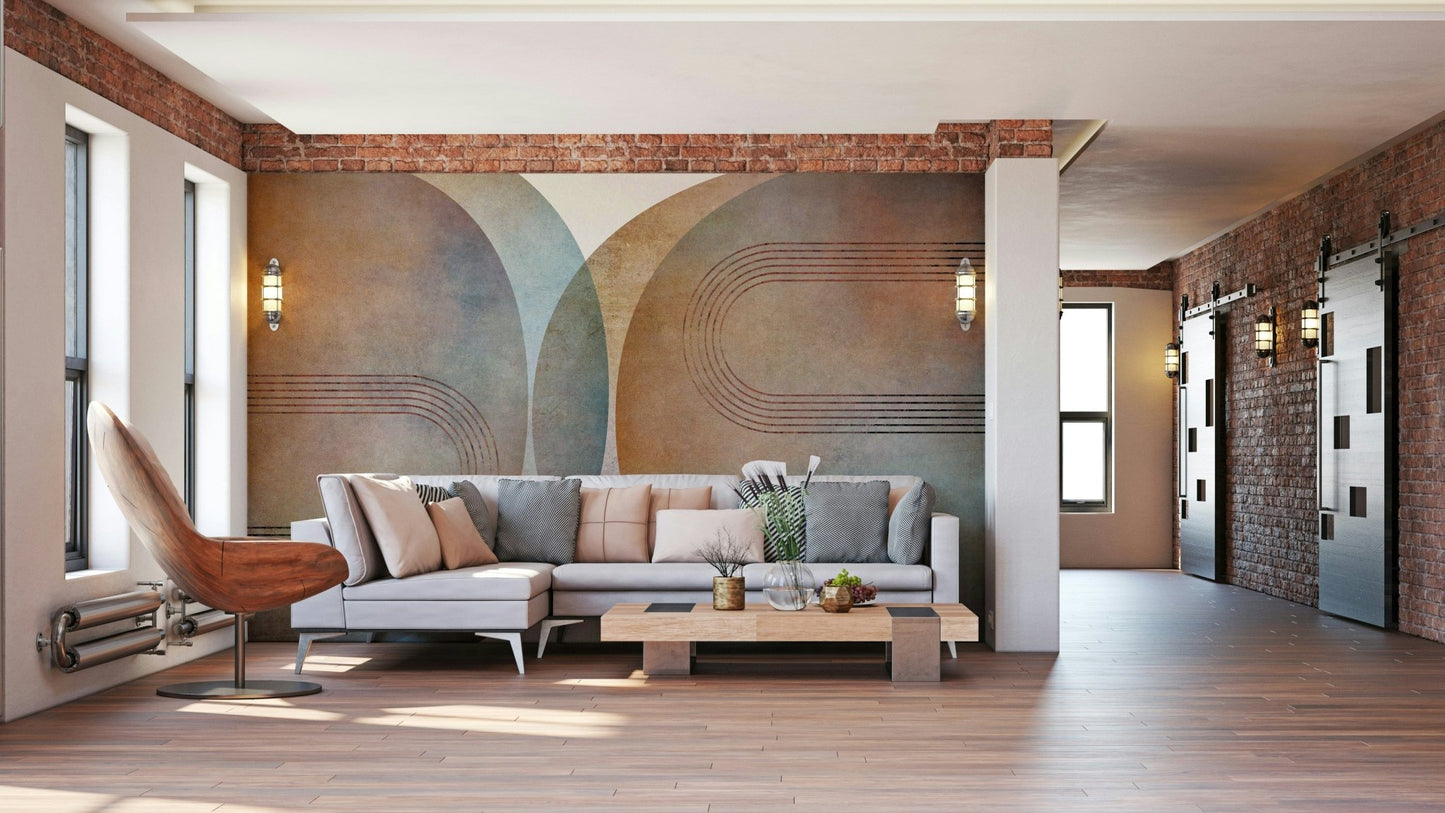 Colorful retro wave pattern mural

