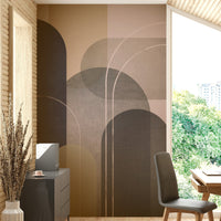Modern Mid Century Linen 2 wall mural on living room wall

