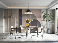 Mid-century inspired wall mural with subtle patterns

