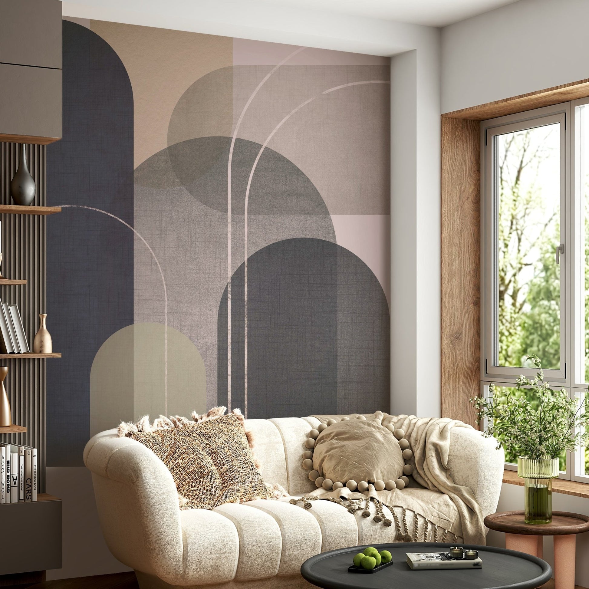 Wall mural featuring refined linen textures

