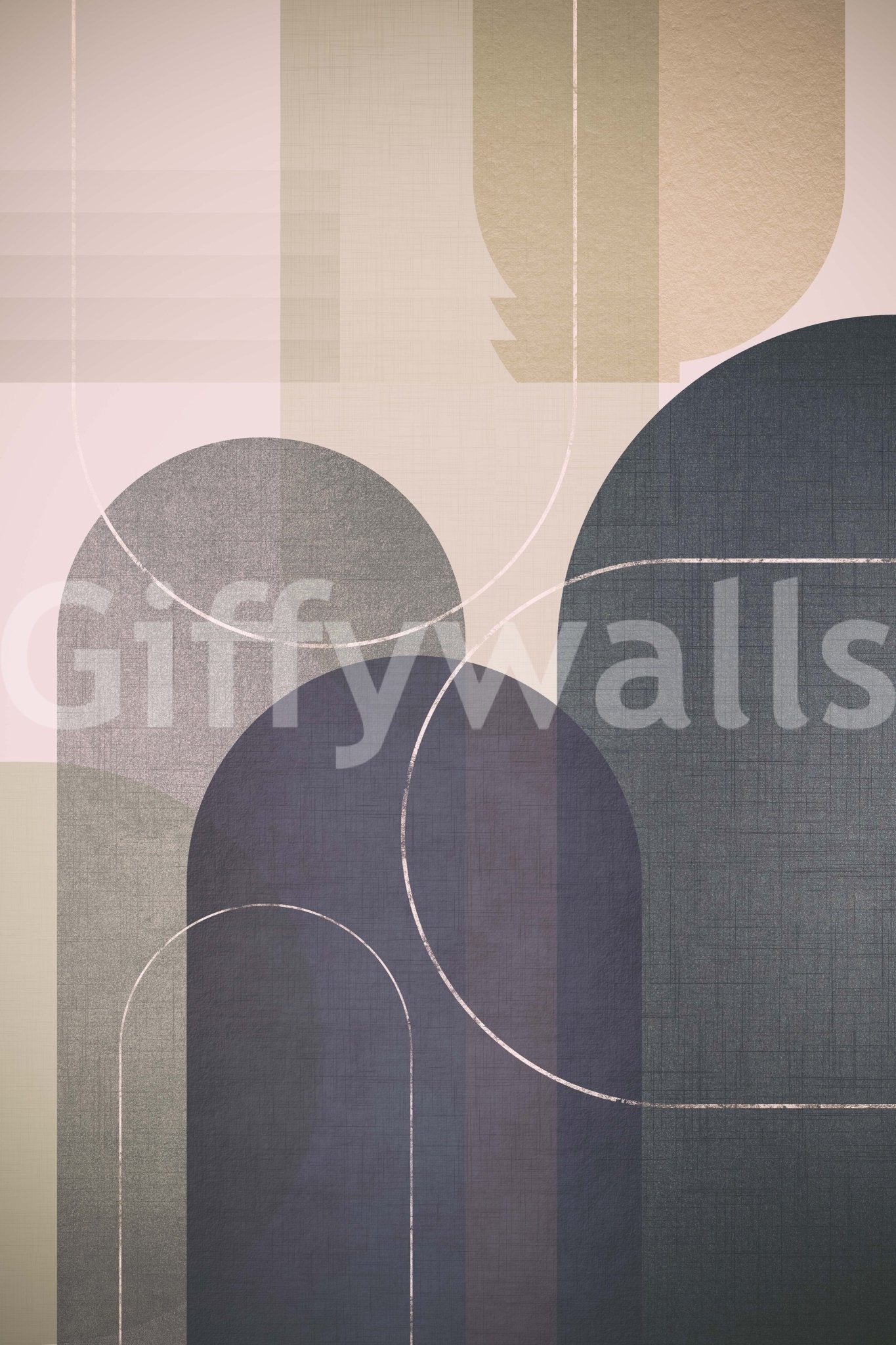 Office wall with geometric linen wallpaper

