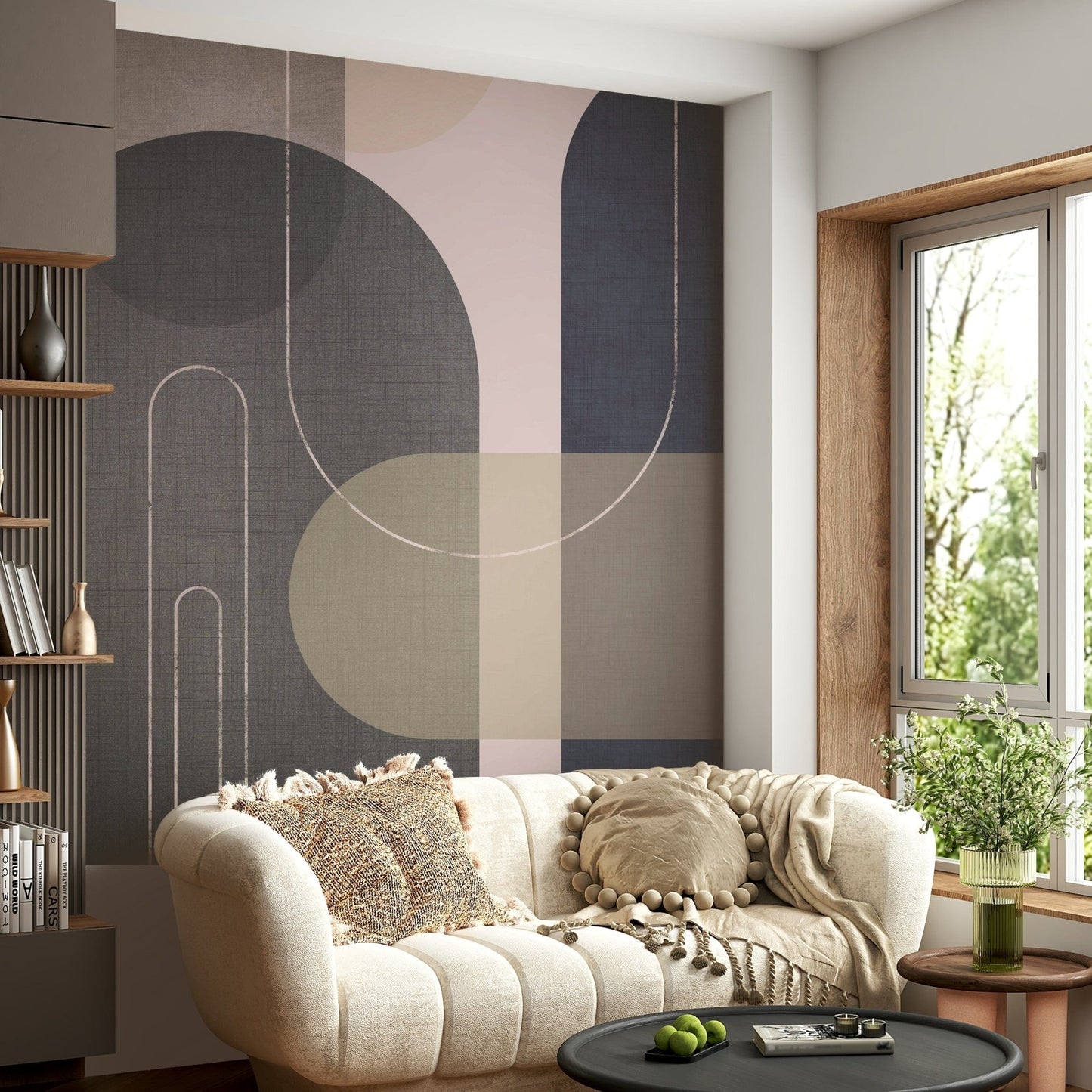 Neutral color modern linen wallpaper

