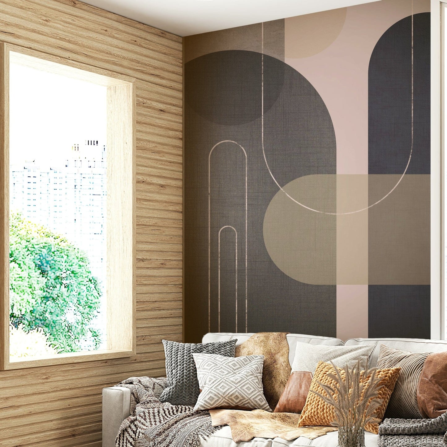 Abstract mid-century wallpaper style

