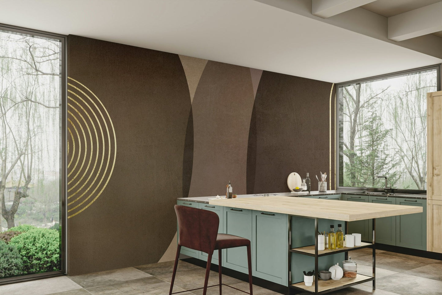 Modern Mid Century Rustic Wallpaper