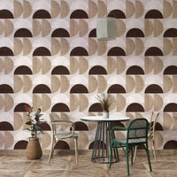 Neutral mid-century shape mural

