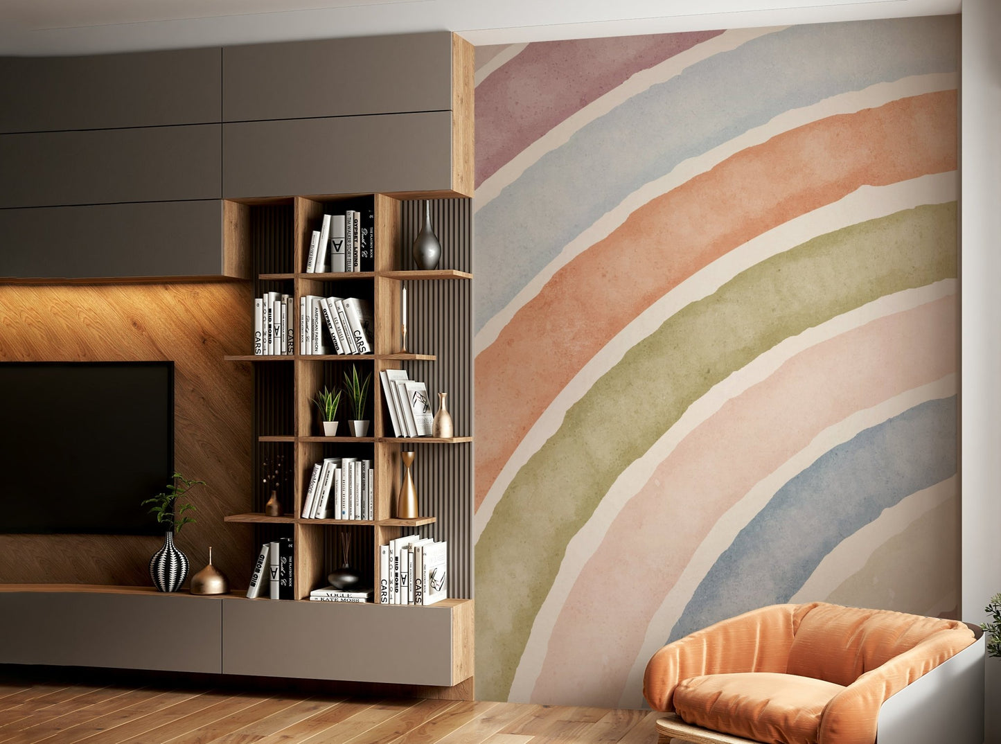 Modern Minimalist Rainbow Wall Mural