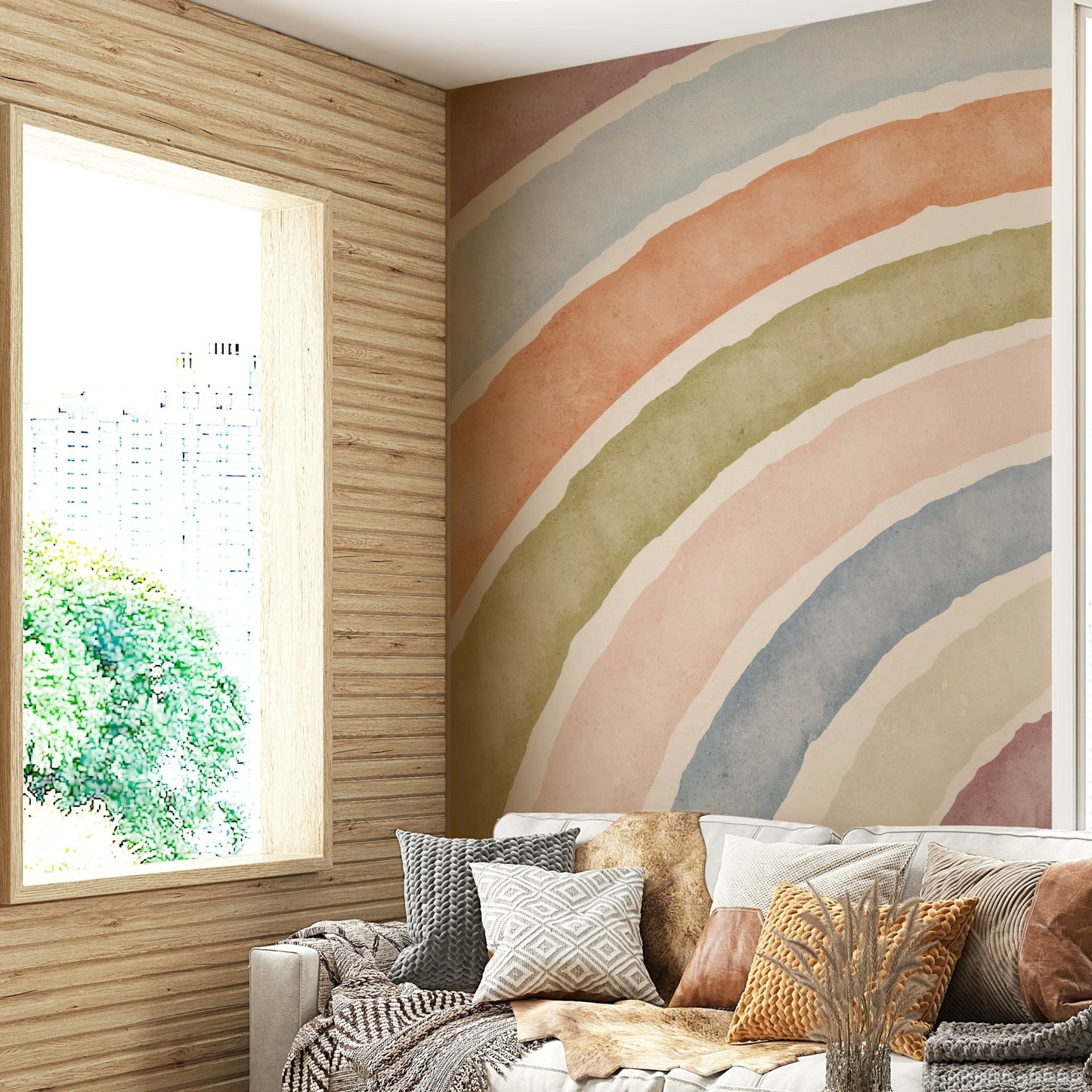 Modern Minimalist Rainbow Wall Mural