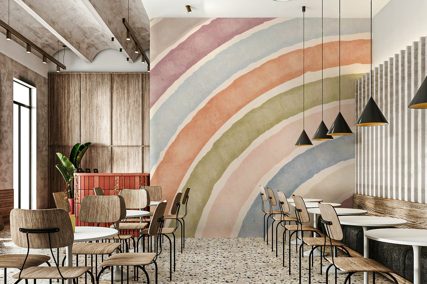 Modern Minimalist Rainbow Wall Mural