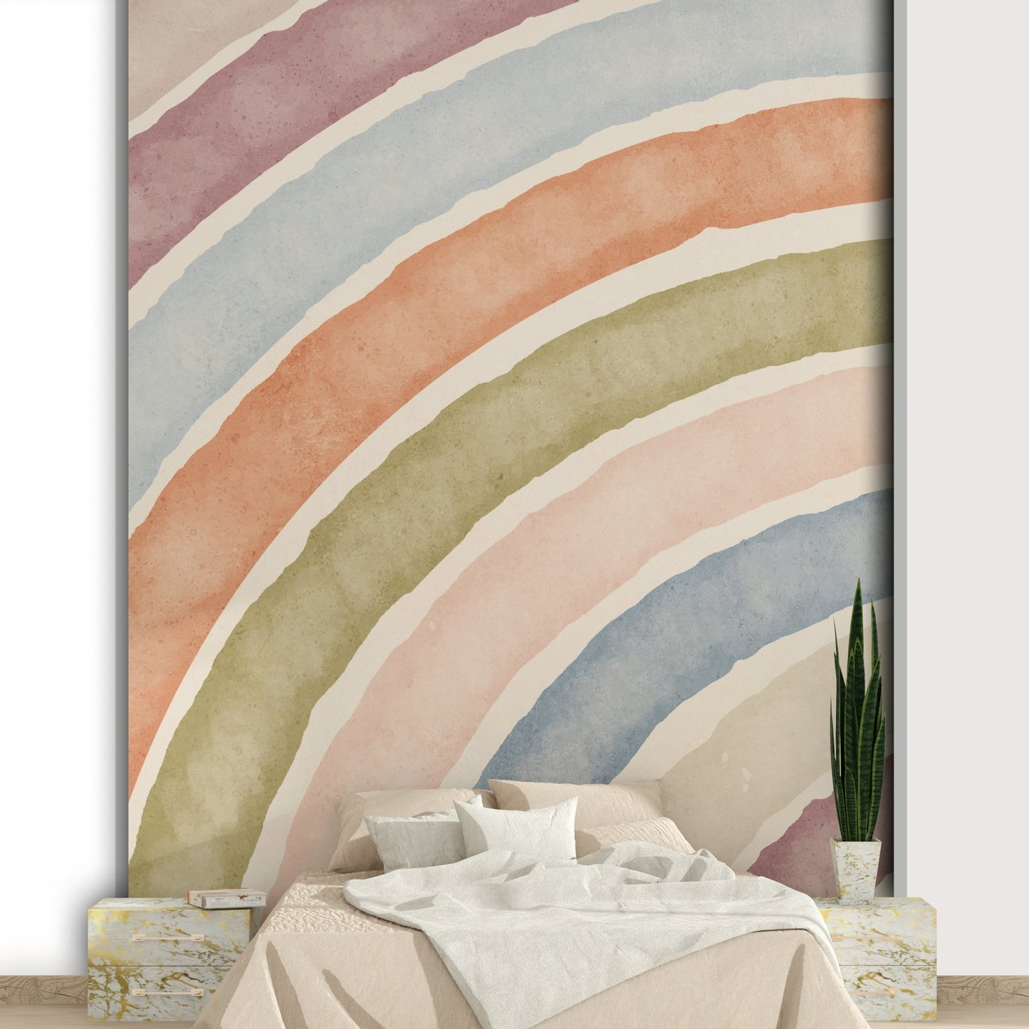 Modern Minimalist Rainbow Wall Mural