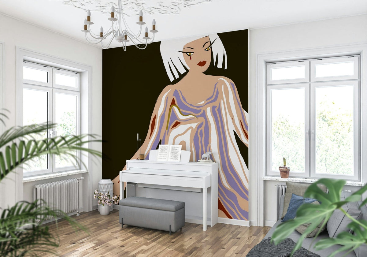 Modern Muse flowing dress pattern unique wall treatment., GD7136