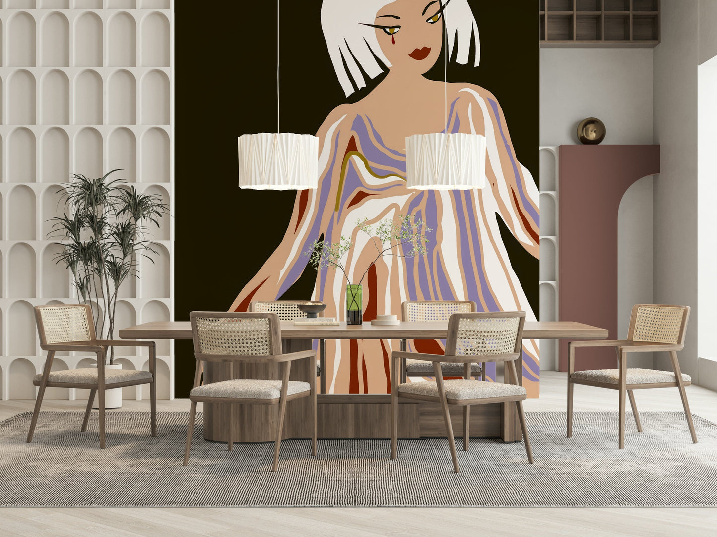 Chic Modern Muse artistic graphic wall statement piece.