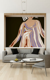 Painterly abstract Modern Muse wall mural accent feature.