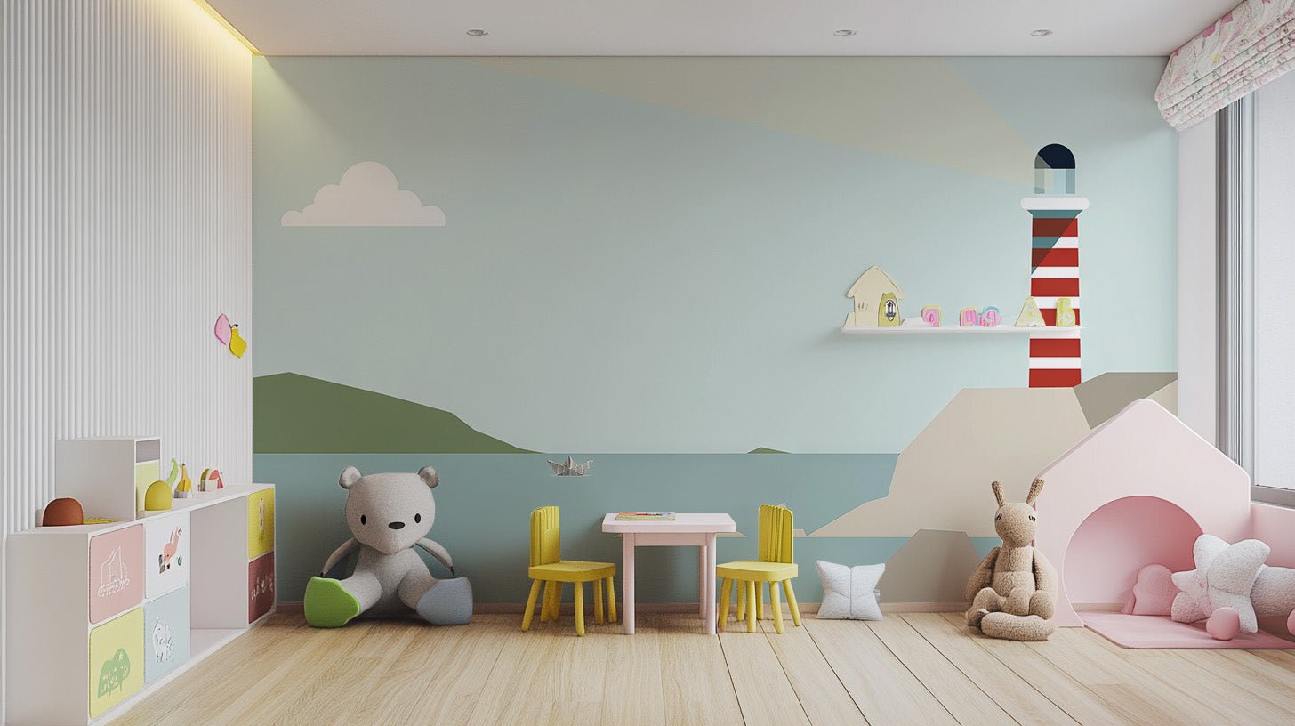 Minimalist lighthouse coastal wall mural
 B735