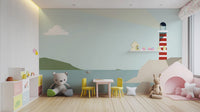Minimalist lighthouse coastal wall mural
 B735