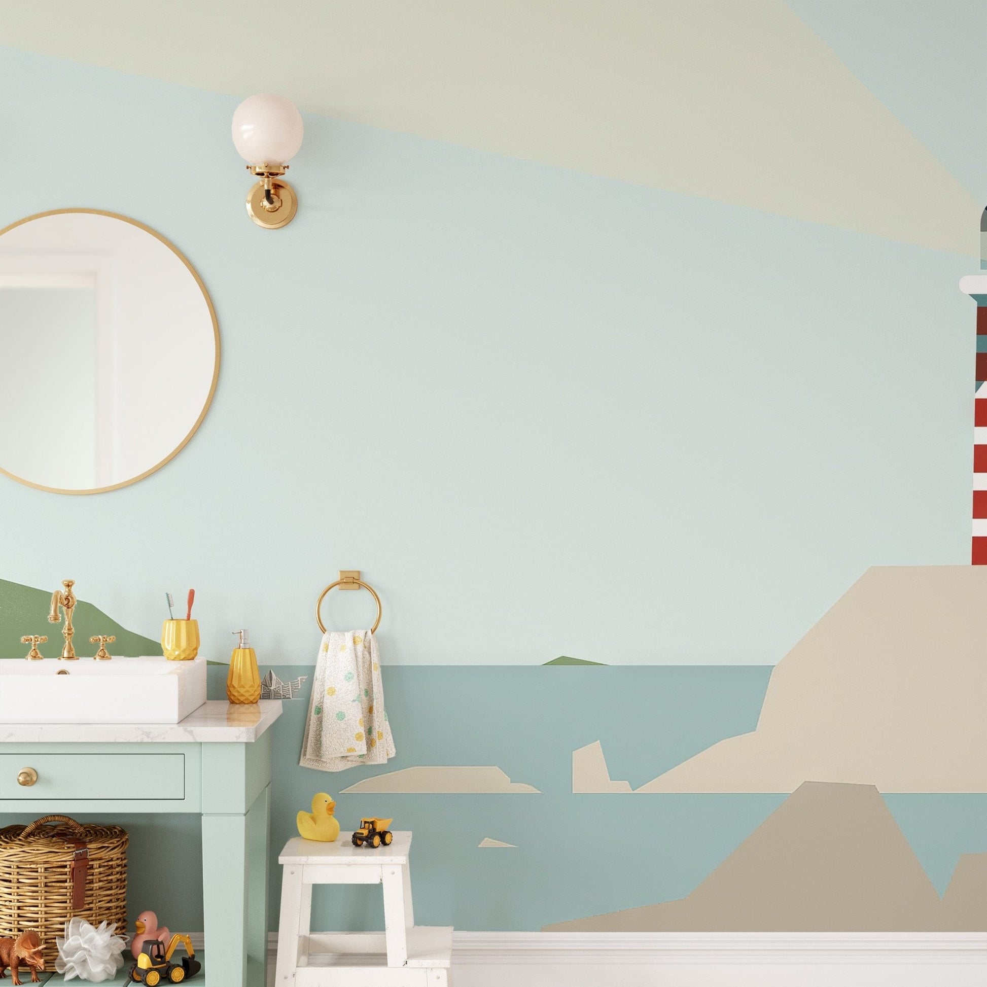 Serene ocean wallpaper with lighthouse B735
