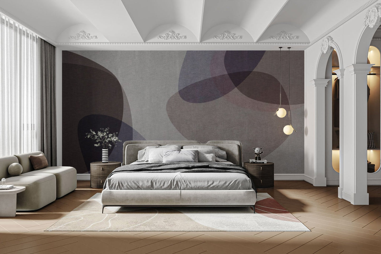 Contemporary geometric abstract wall mural
