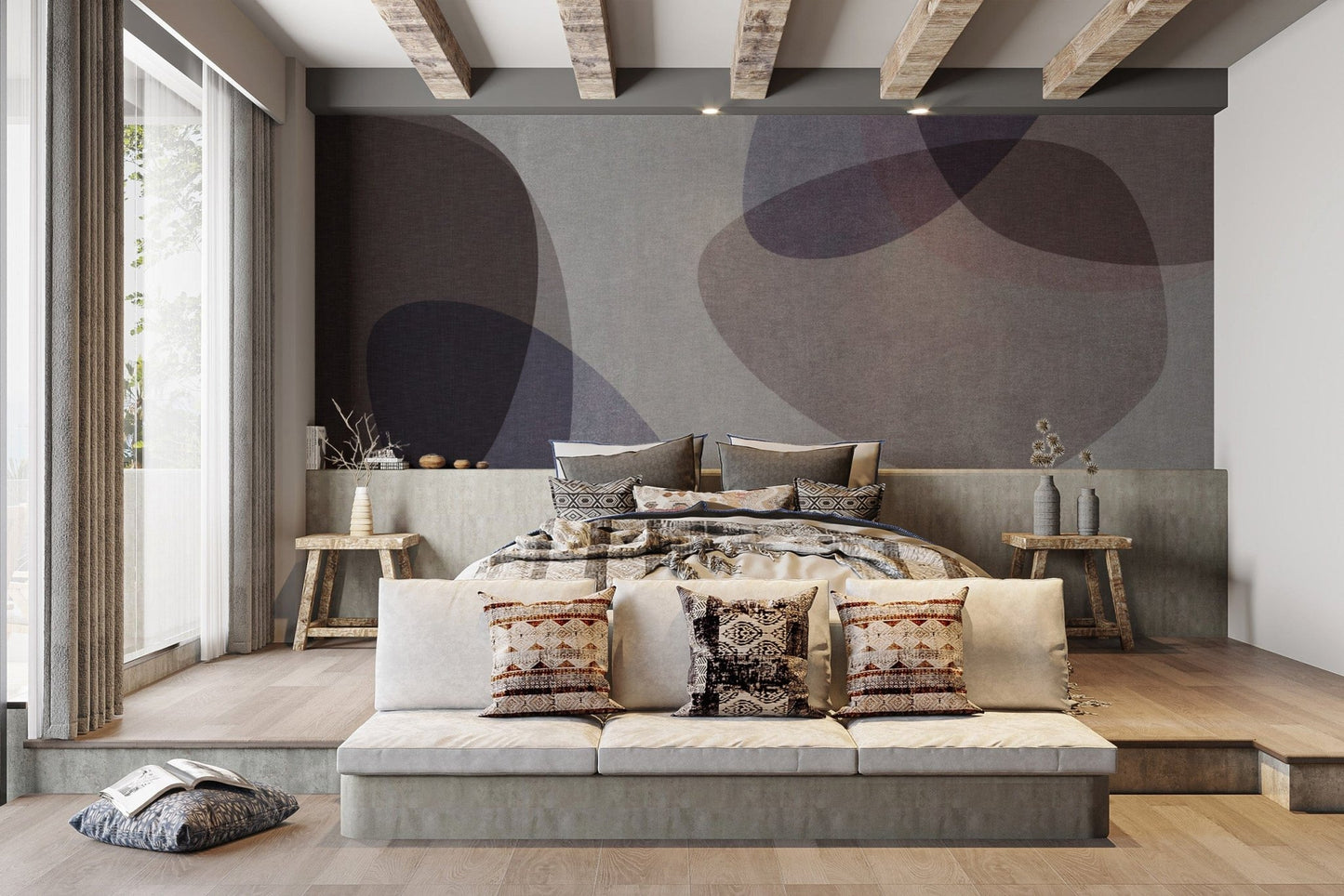 Subtle artistic shapes wall mural




