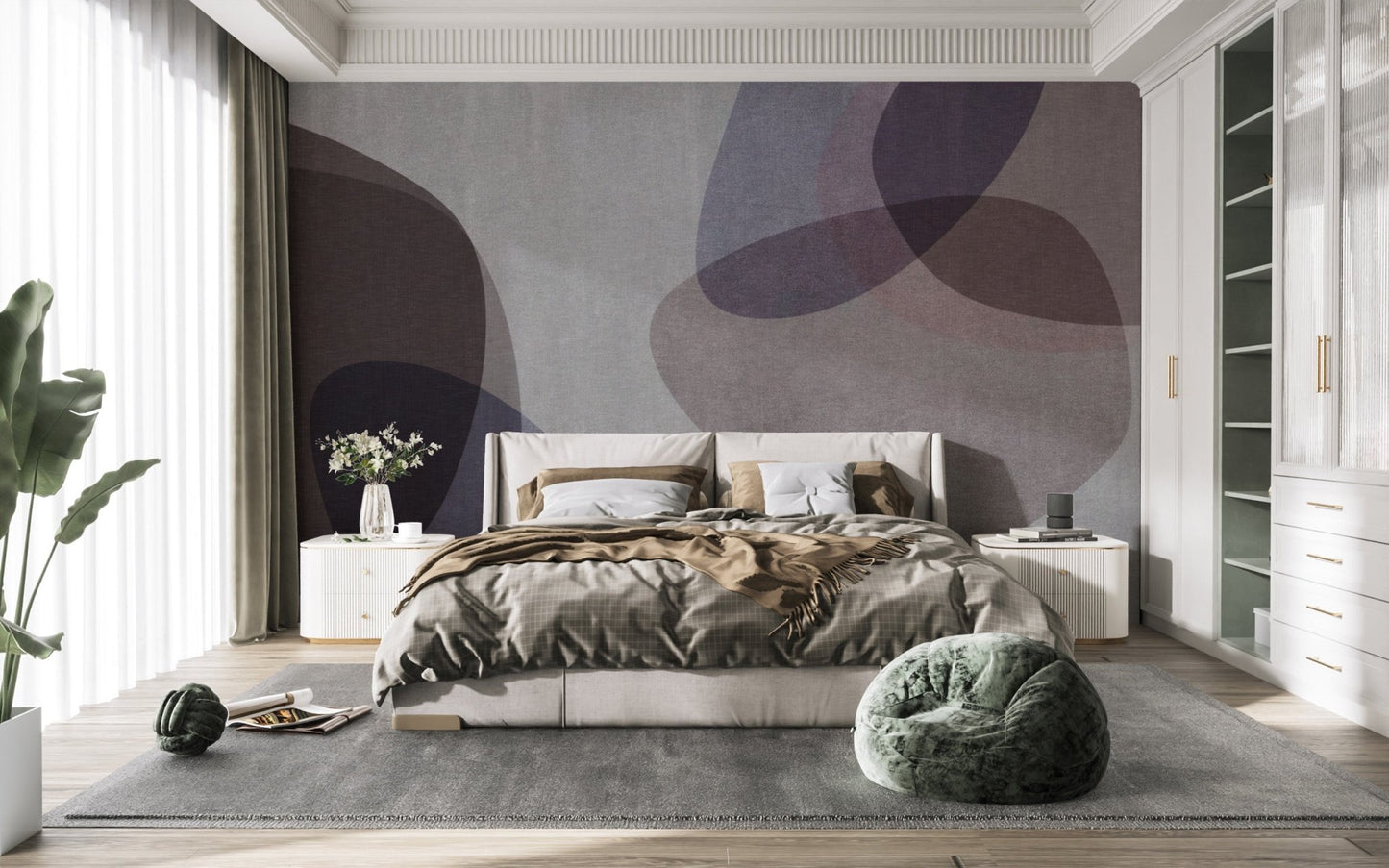 Soft-tone abstract pattern wall mural
