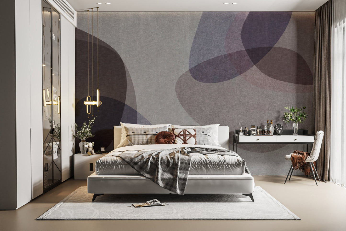 Muted abstract shapes wallpaper design
