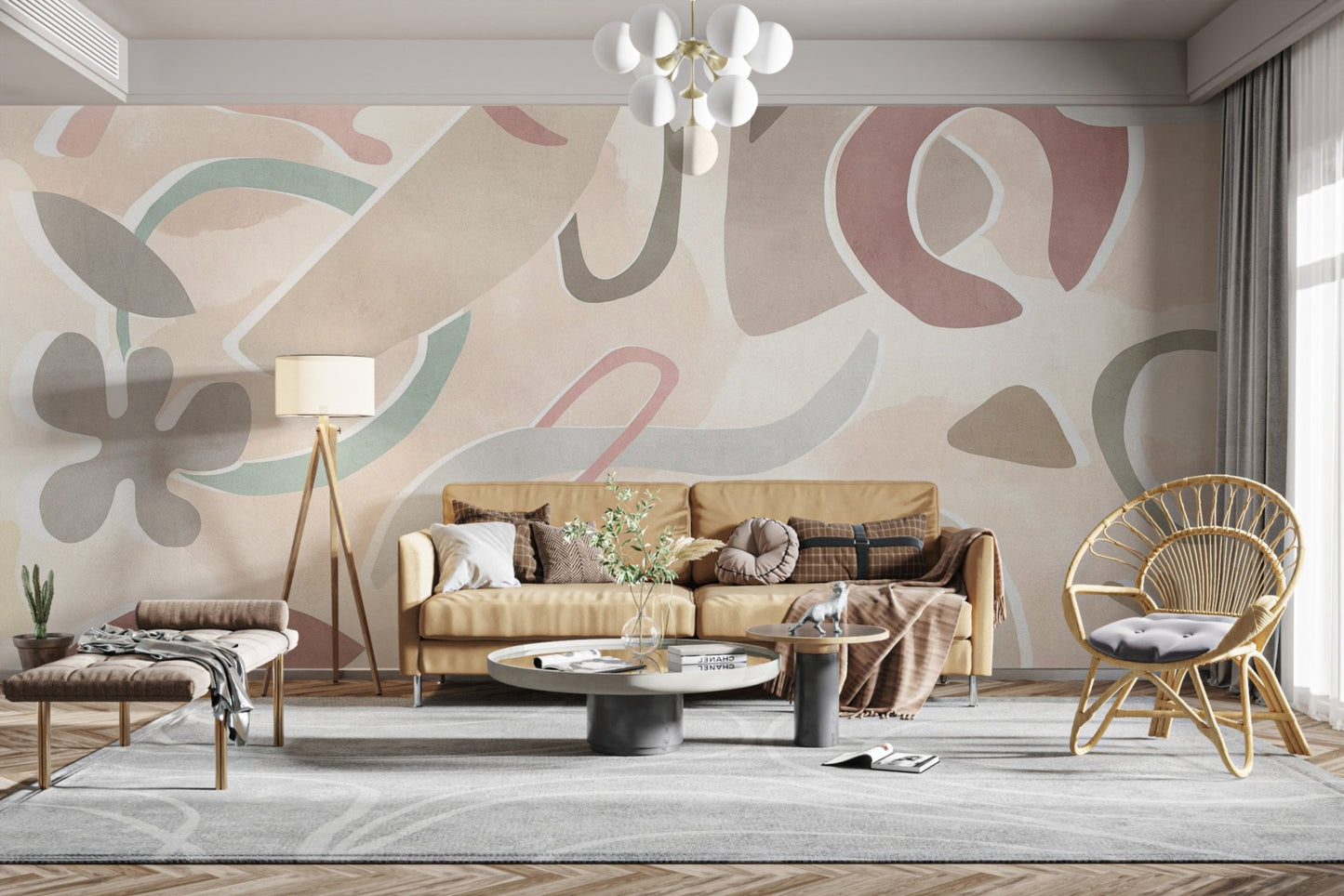 Trendy abstract pastel wallpaper mural
