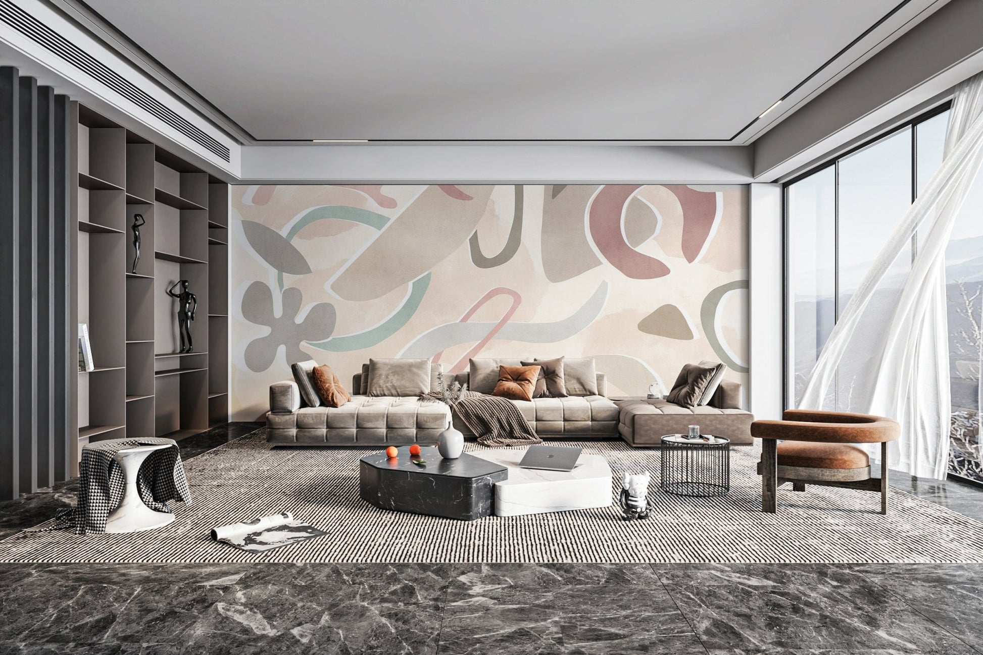 Neutral pastel abstract wallpaper print

