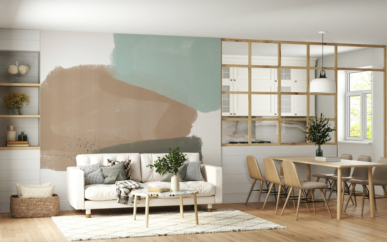 Soft abstract Modern Pastel Brush Strokes Wall Mural pattern.