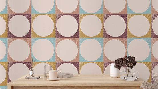 Modern Pink Blush Circles Pattern Wallpaper, SUSCT15