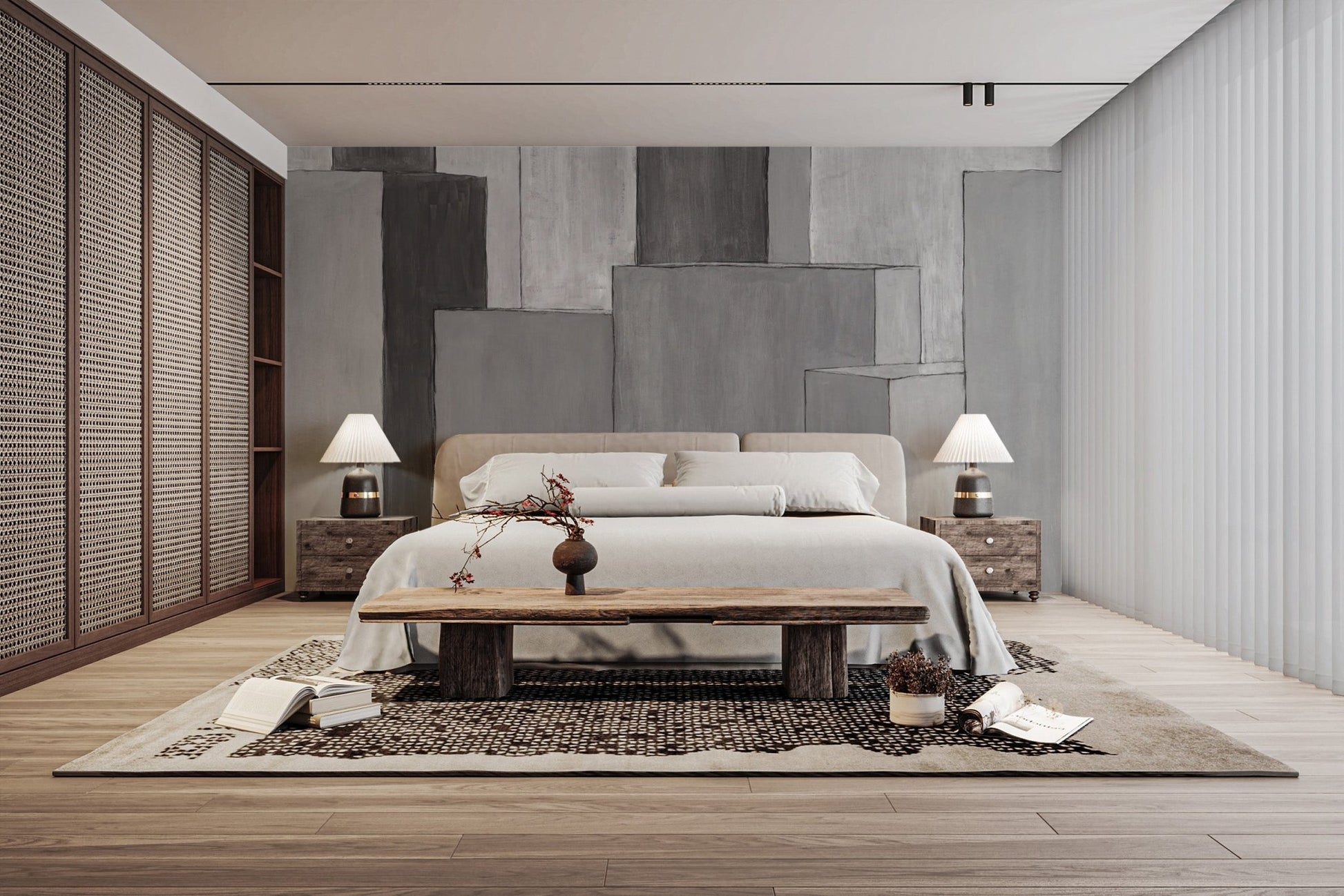 Geometric Prisma Grey Wall Covering
