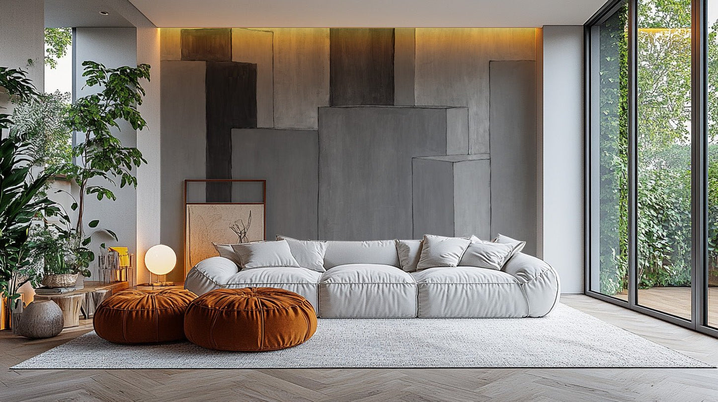 Abstract Geometric Grey Wall Mural
