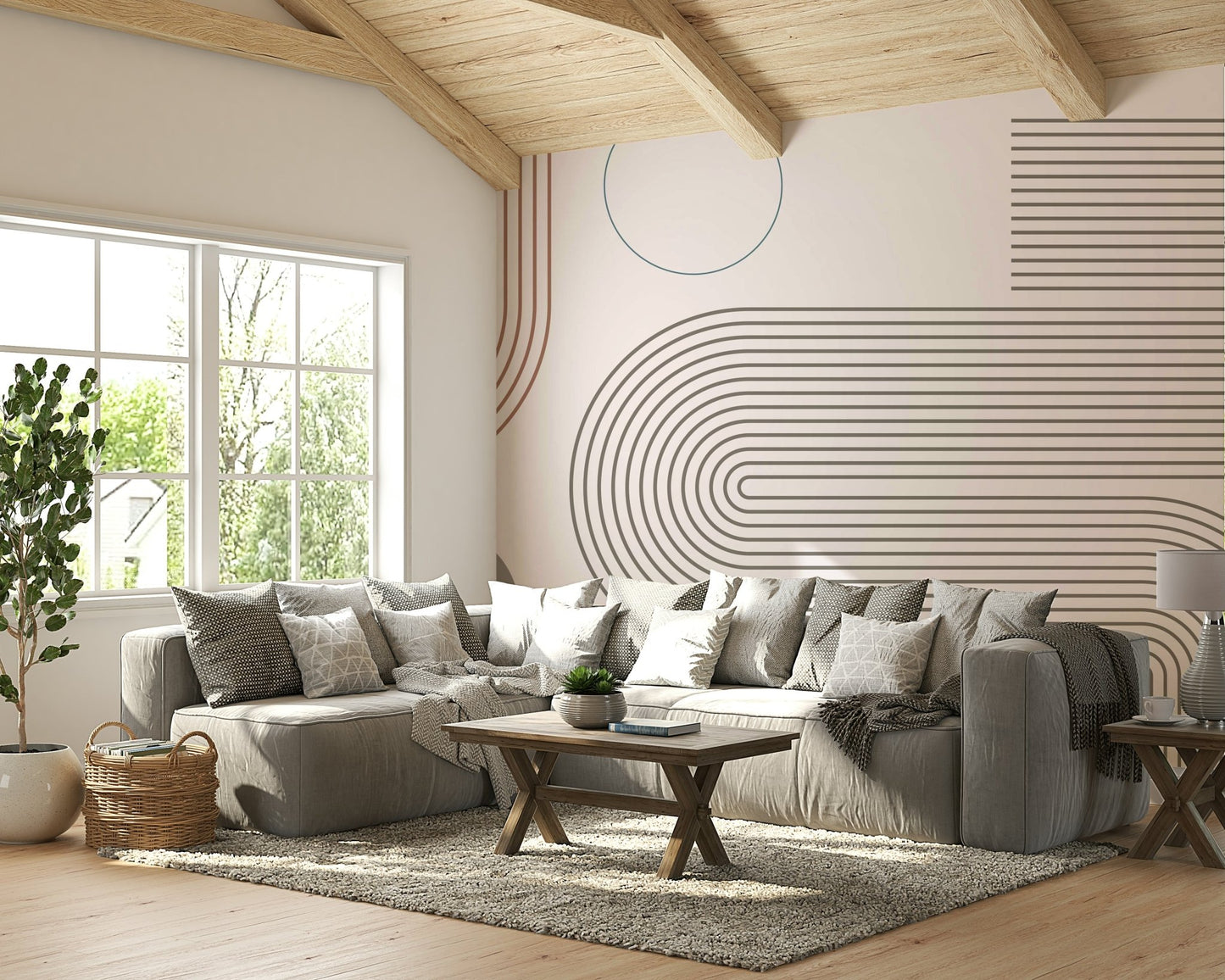 Vibrant retro wall mural design close-up

