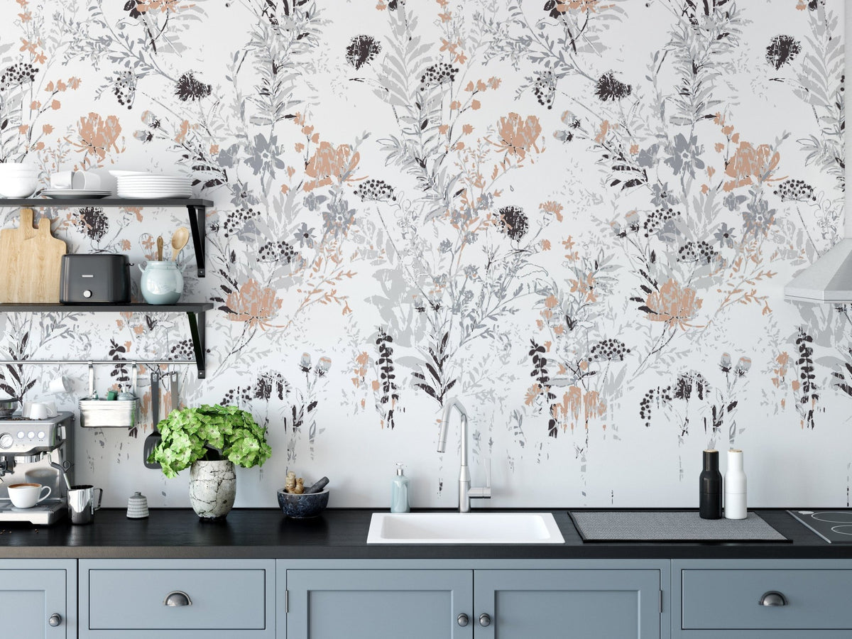Retro-style leaf wallpaper mural  A856