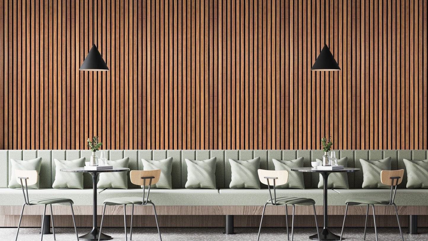 Contemporary striped wooden wall mural
