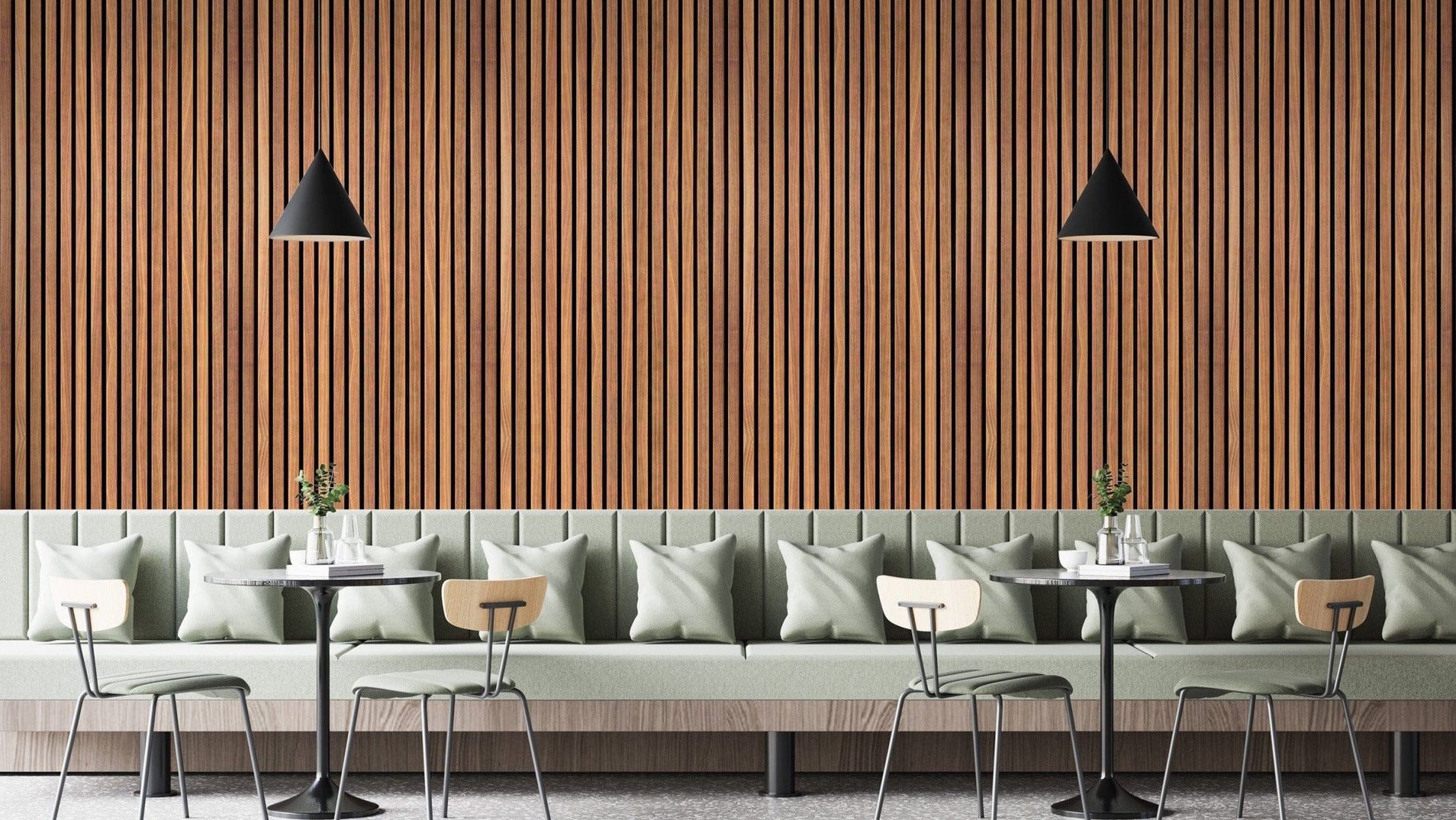 Contemporary striped wooden wall mural

