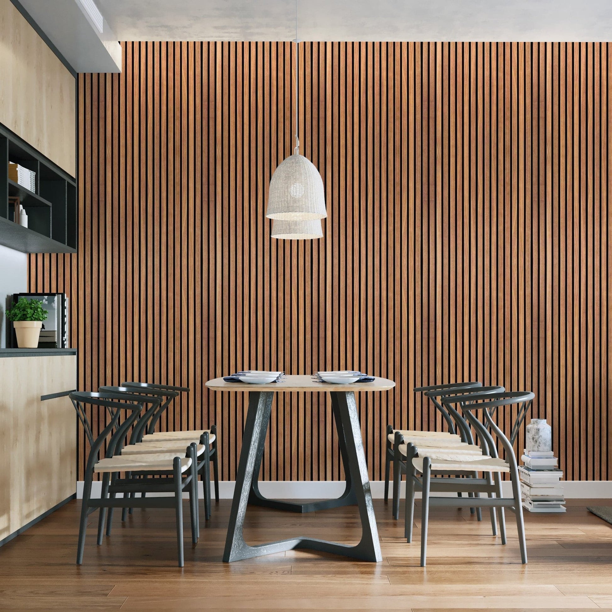 Modern vertical striped wood wallpaper
