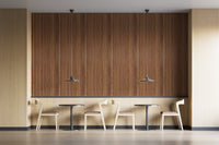 Warm-toned striped wood wall covering

