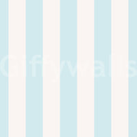 Stylish striped wallpaper with a baby blue and beige palette.

